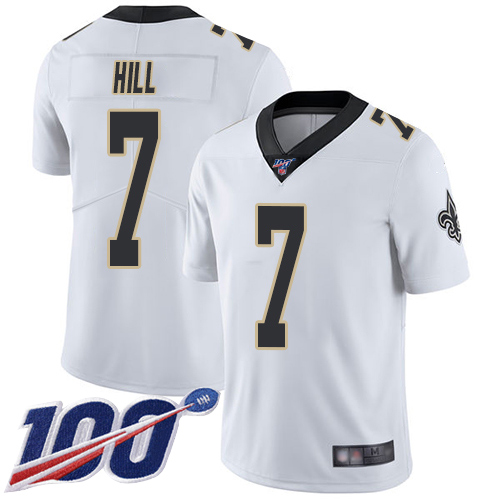 Men New Orleans Saints Limited White Taysom Hill Road Jersey NFL Football #7 100th Season Vapor Untouchable Jersey->women nfl jersey->Women Jersey